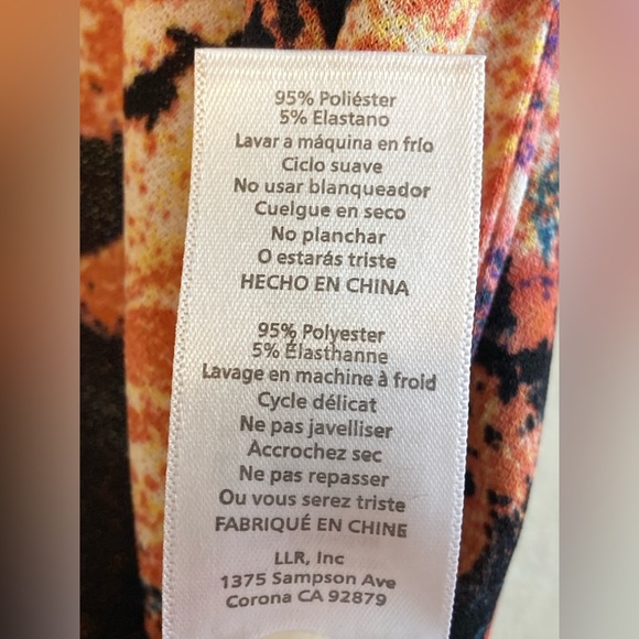 LuLaRoe Black and Coral Acid Wash Print Leah Tunic - Picture 7 of 9